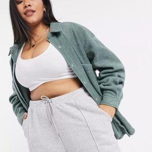 ASOS DESIGN Oversized Fleece Shacket. Size 20. Khaki Green